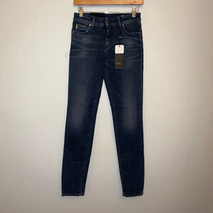 Armani Exchange J01 Super Skinny 5 Pocket Jean NWT 27R Dark Wash Italy Whiskered